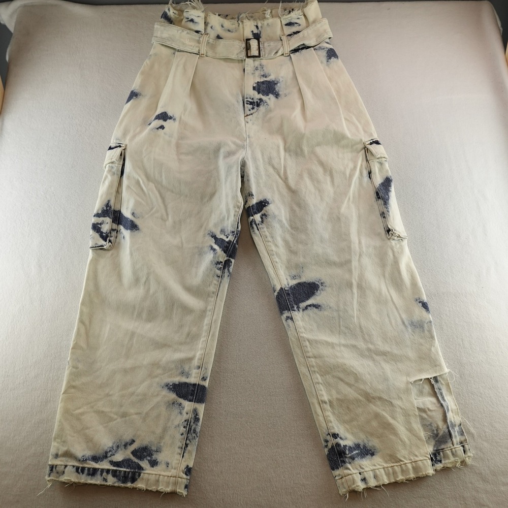 AGOLDE Pants Womens 27 Act 32x27 Tie Dye Cargo Paperbag High Rise Distress Flaw